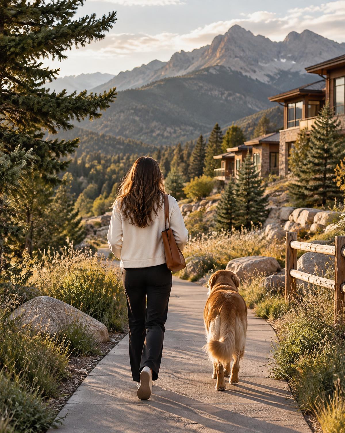 Woman exploring a Colorado neighborhood and local community